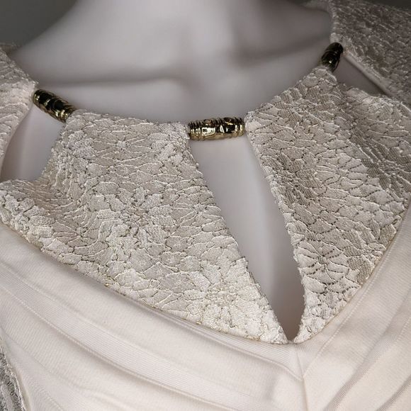 Jax dress off white bodycon lace layered beads cut out wedding 12 - Picture 3 of 8